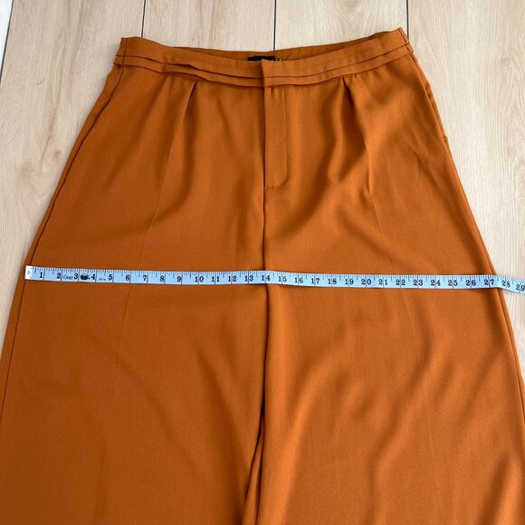 NWT Pretty Little Thing Rust Pleat Detail Wide Leg Trouser 16/Polished Boho Chic - Picture 7 of 13